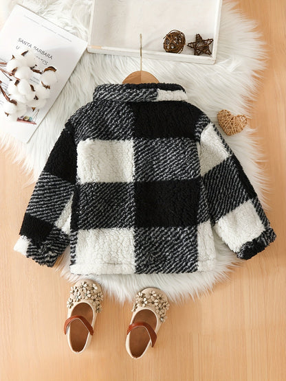 NORA - Chaqueta infantil de forro polar ligera con patrón a cuadros