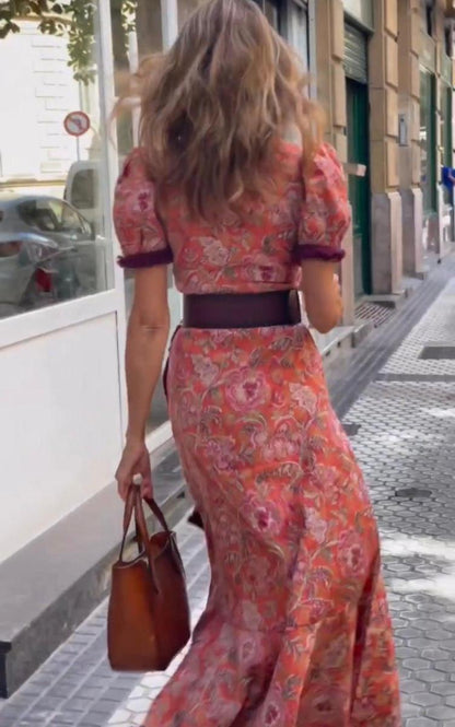 Vestido Wikkel con Mangas Abullonadas y Doce Ondas para Mujeres Elegantes - ENDELLION