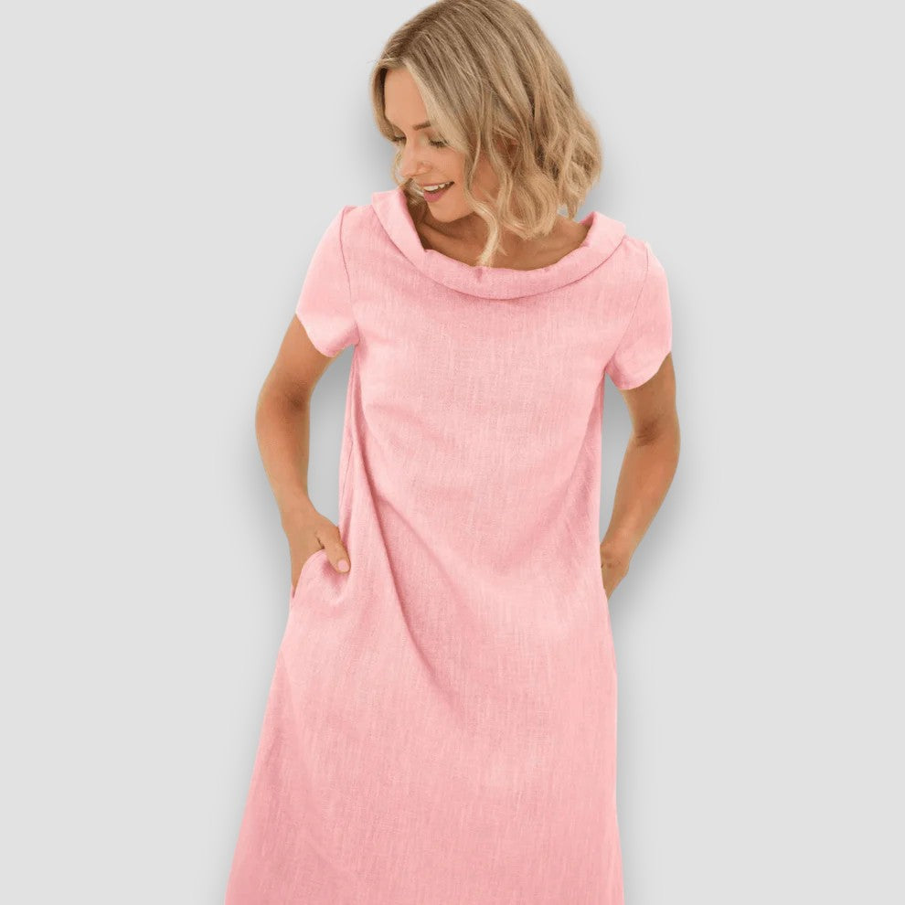 Mujeres - Vestido De Verano - A-Línea Con Cuello Bardot - Moda Casual - ELEGANCIA VERANIEGA