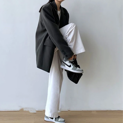 AURÈLIA - Blazer largo oversize con detalles de botones y corte entallado para mujer