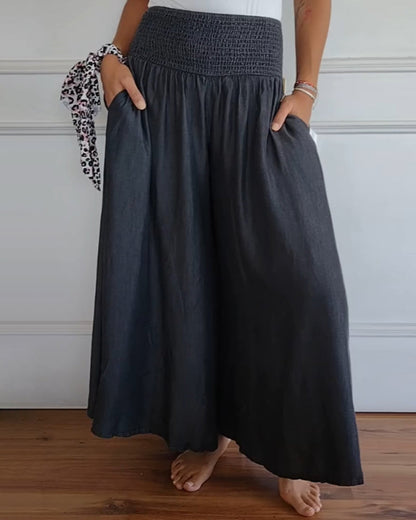 Pantalón fluido de talle alto con cintura elástica – MIRA