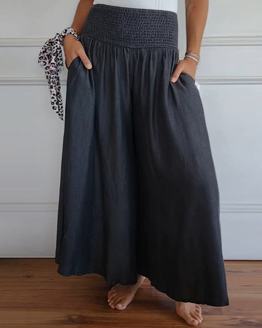 Pantalón fluido de talle alto con cintura elástica – MIRA