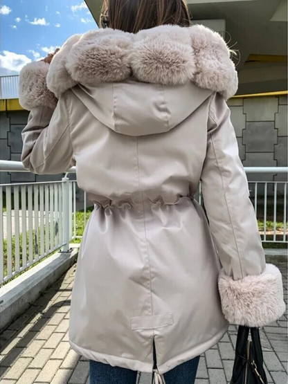 LUCÍA - Abrigo cálido de invierno con forro de piel sintética para mujer