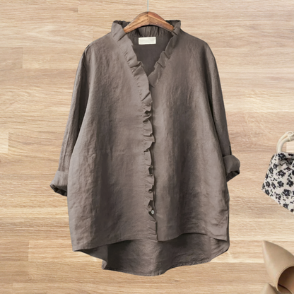 Blusa fluida con cuello de volantes para mujer – LYANA