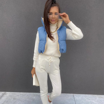 CAMERON - Chaleco acolchado reversible moderno con cremallera frontal para mujeres