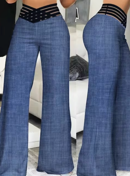 NIA - Pantalón de campana elegante con cintura alta para mujer