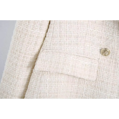 Blazer blanca entallada con doble botonadura – LÉONIE