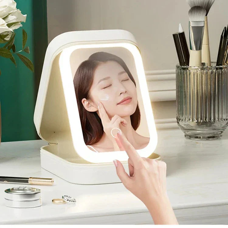 Neceser de maquillaje con espejo LED portátil para viaje – KORI