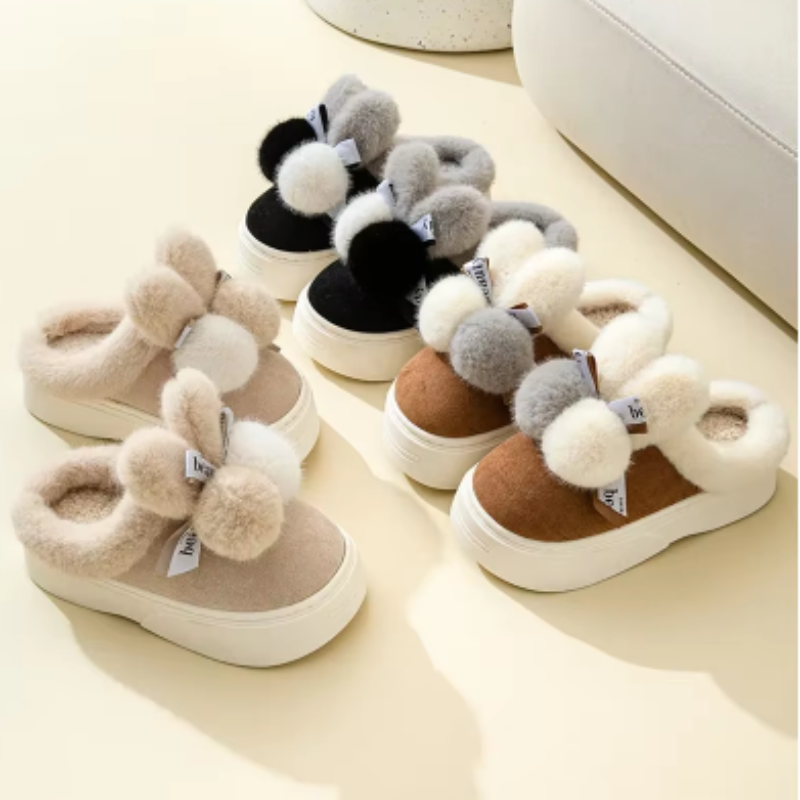 NIA - Zapatillas planas de peluche transpirables para mujer