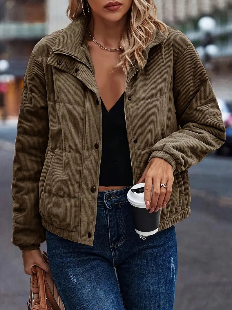 ADELLE - Abrigo-chaqueta de pana suave para mujer