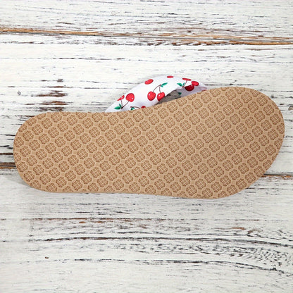 Sandalias planas boho con alegre estampado de cerezas para mujer – ELARA