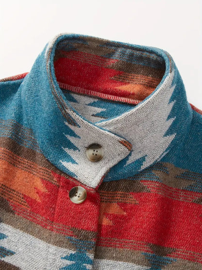 ELVIRA - Chaqueta tejida con cuello estampado para mujer