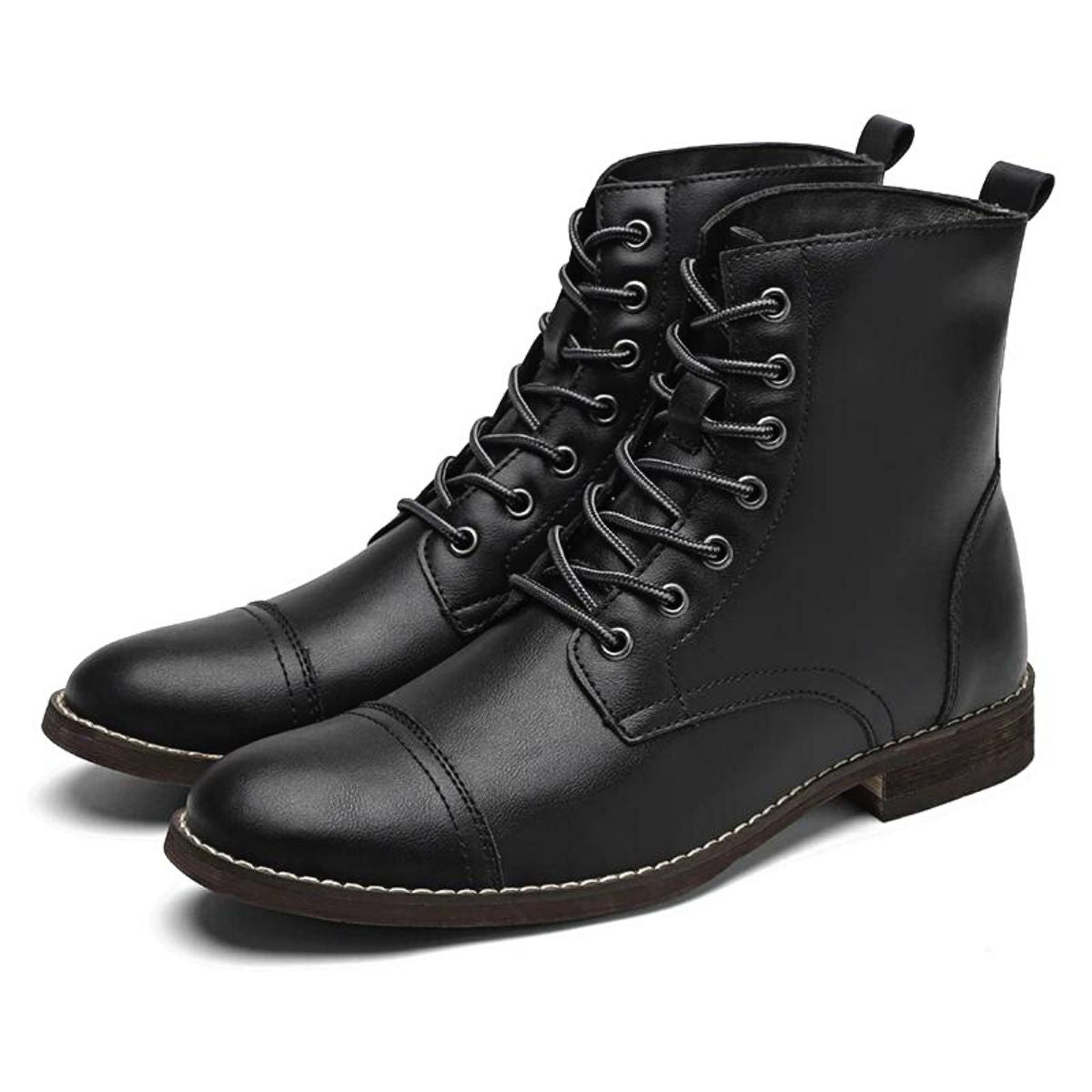 RONAN - Botas elegantes de cuero con cordones caña media para hombre