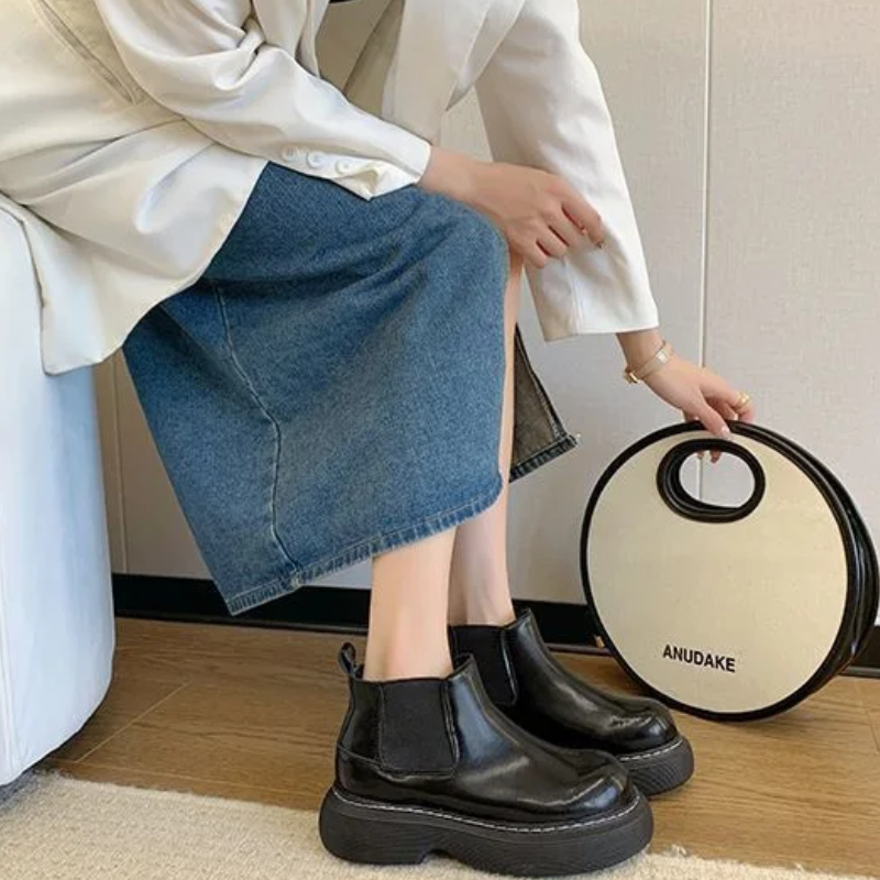 Marvona - - Botas Chelsea para mujer fáciles de poner y con punta redonda