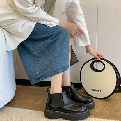 Marvona - - Botas Chelsea para mujer fáciles de poner y con punta redonda