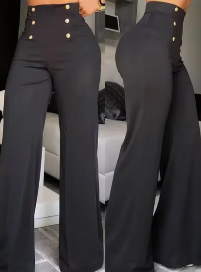 NIA - Pantalón de campana elegante con cintura alta para mujer
