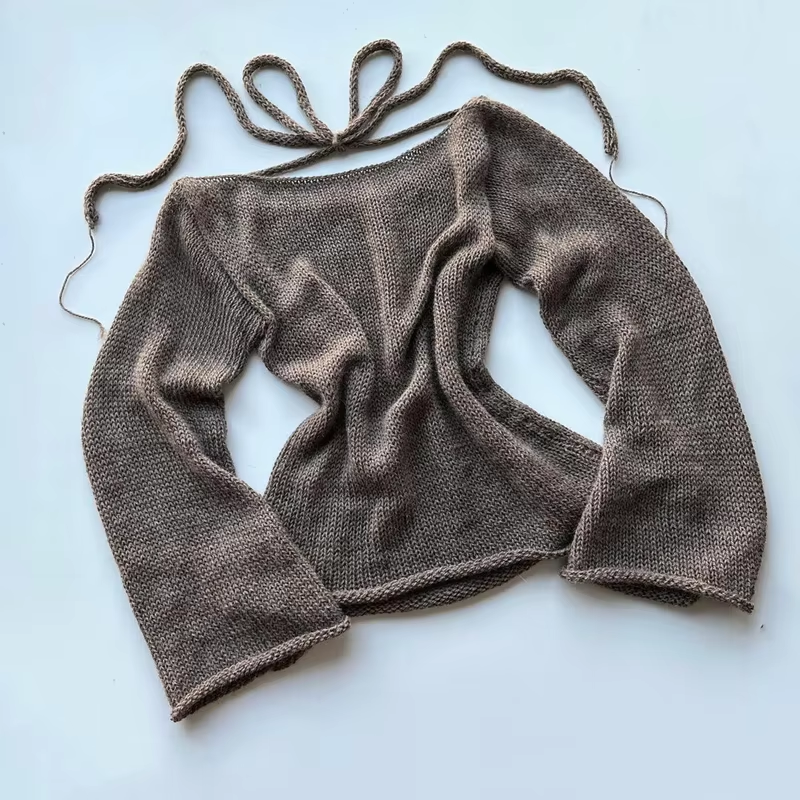 MONTSERRAT - Suéter con espalda abierta y detalle de lazo para mujer