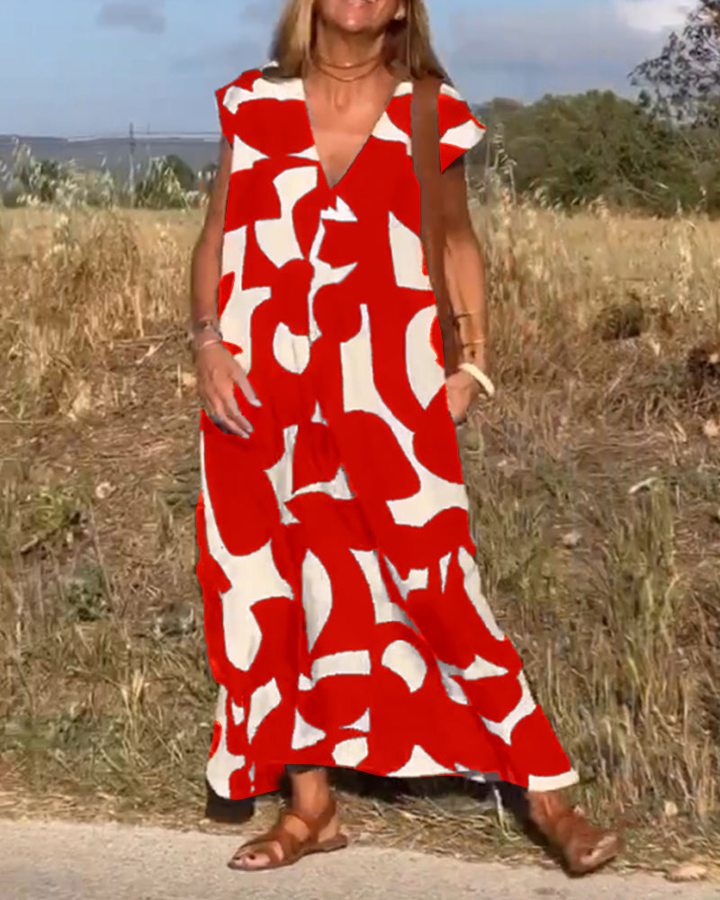 Vestido estampado con escote en V y corte fluido – LYSÉA
