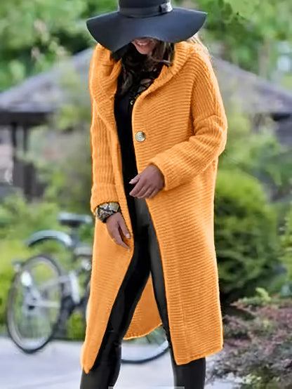 LISBETH - Cárdigan largo de punto con capucha para mujer