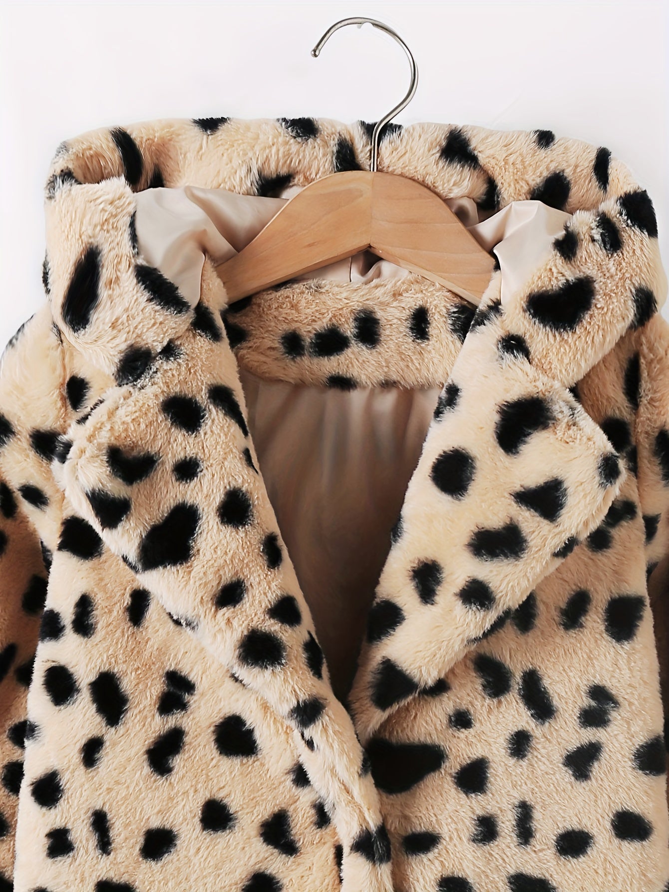 MILA - Chaqueta gruesa de felpa con estampado de leopardo para niñas