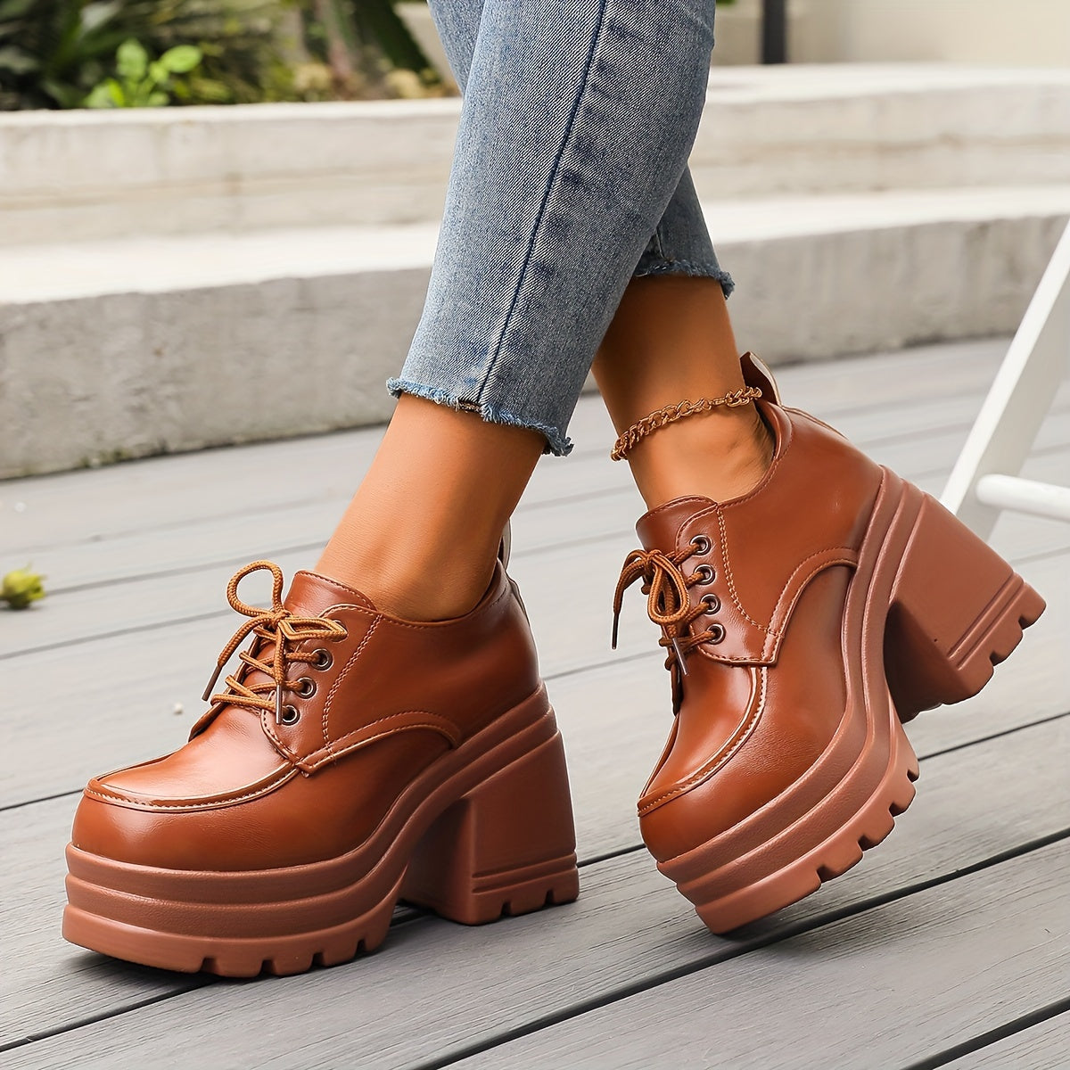 Zapatos de plataforma para mujer con tacón ancho y diseño chunky – MARLEVA