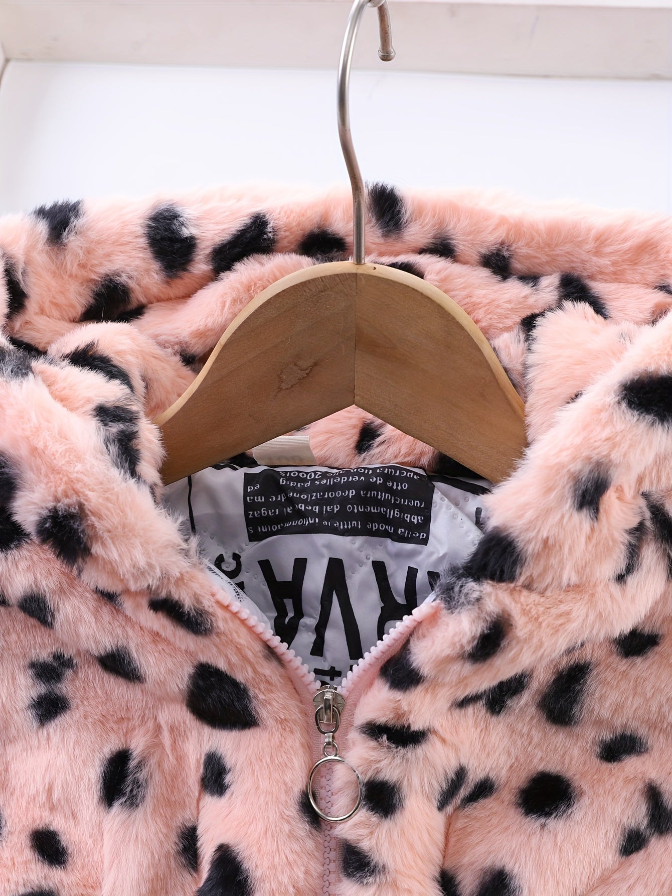 NOA - Chaqueta de forro polar con capucha y estampado de leopardo para niñas
