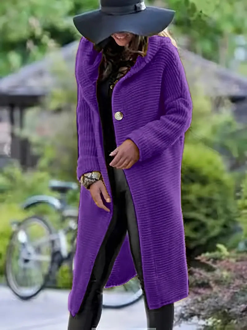 LISBETH - Cárdigan largo de punto con capucha para mujer