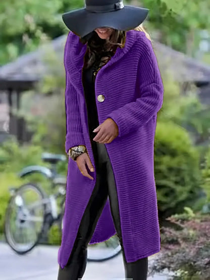 LISBETH - Cárdigan largo de punto con capucha para mujer