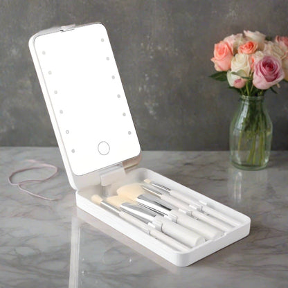 Set de brochas de maquillaje para viaje con estuche elegante – ROSALIE