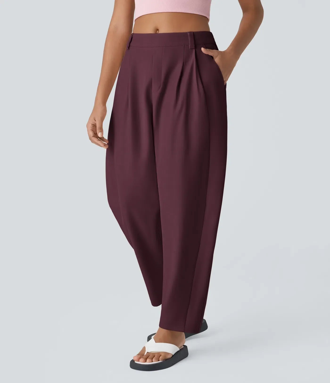 Pantalón holgado de mujer con cintura alta – CLAUDINA