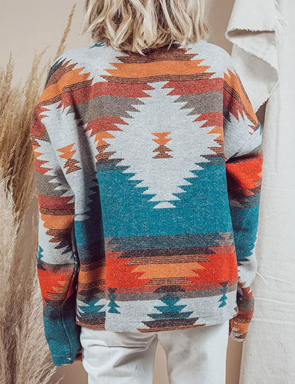 ELVIRA - Chaqueta tejida con cuello estampado para mujer