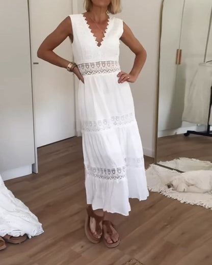 Vestido largo estilo boho con detalles delicados – ISLARA