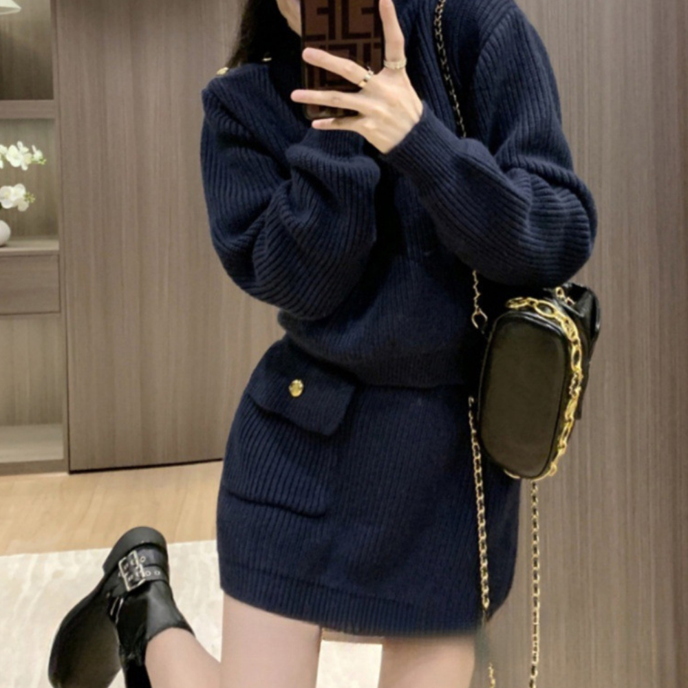 Conjunto femenino de dos piezas con top y falda entallada – LIVARA