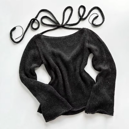 MONTSERRAT - Suéter con espalda abierta y detalle de lazo para mujer