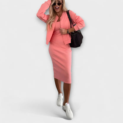 Vestido midi ajustado con chaqueta a juego para mujer – HERMINIA