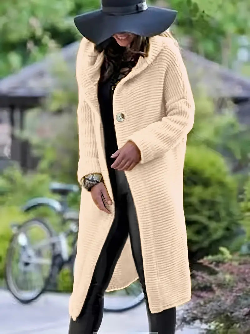 LISBETH - Cárdigan largo de punto con capucha para mujer