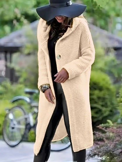 LISBETH - Cárdigan largo de punto con capucha para mujer