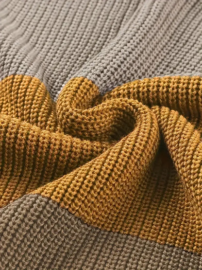 MALIA - Suéter de punto multicolor con cuello redondo para mujer