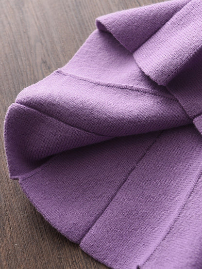 LILOU - Conjunto de cárdigan de punto y falda plisada para niñas