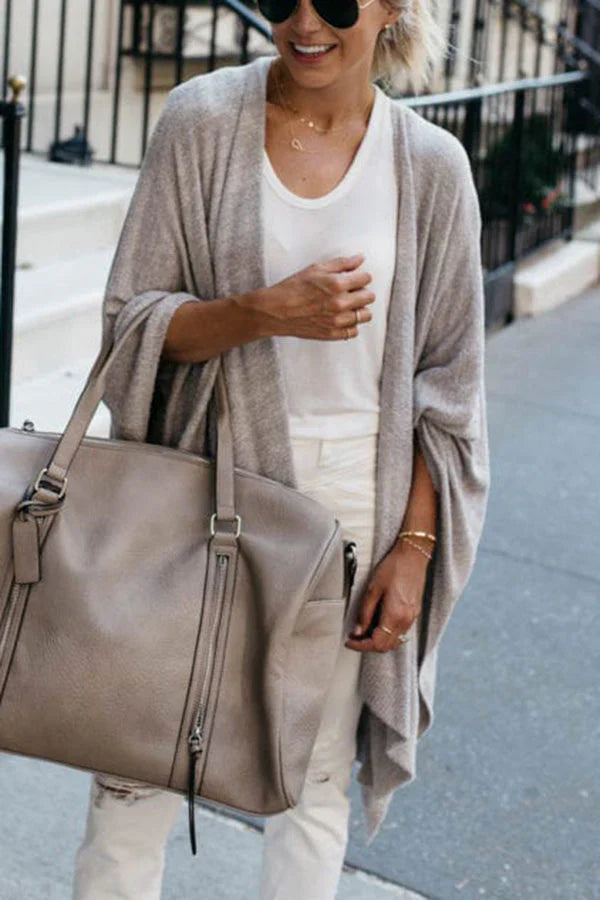 SABRINA - Cárdigan de punto abierto y holgado para un aspecto ligero