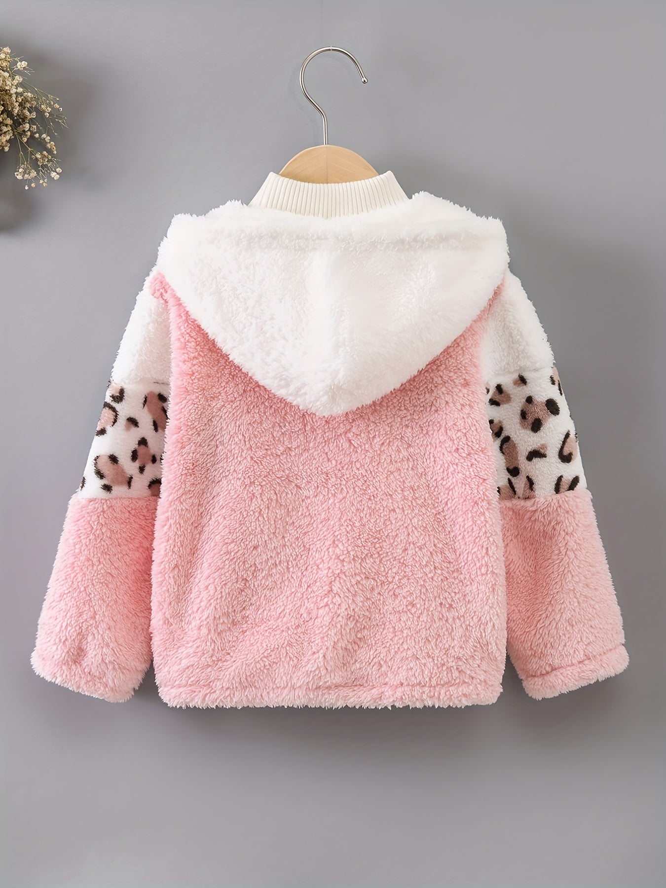 LEONA - Chaqueta con estampado de leopardo y forro de polar para niñas