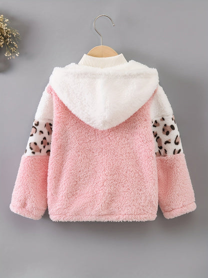 LEONA - Chaqueta con estampado de leopardo y forro de polar para niñas