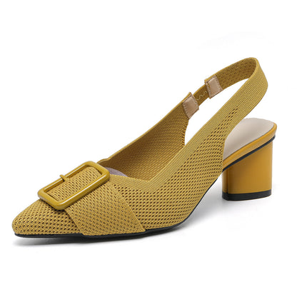 Clara - Sandalias de Tacón Alto con Punta Cerrada Fina | Hebilla y Tacón Grueso para Mujer