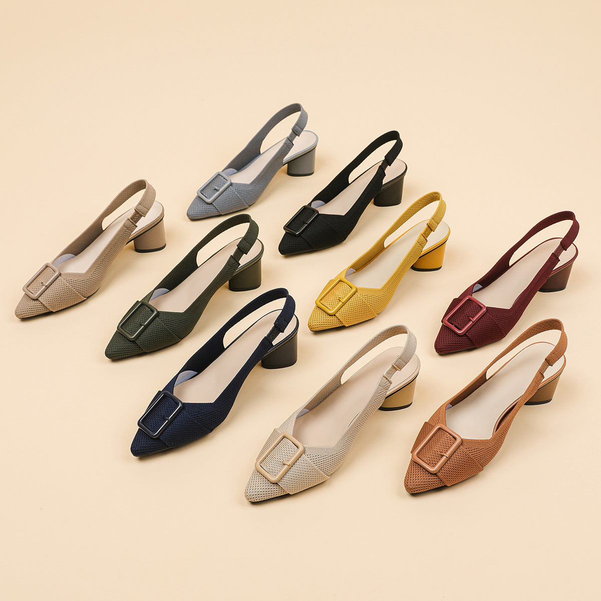 Clara - Sandalias de Tacón Alto con Punta Cerrada Fina | Hebilla y Tacón Grueso para Mujer