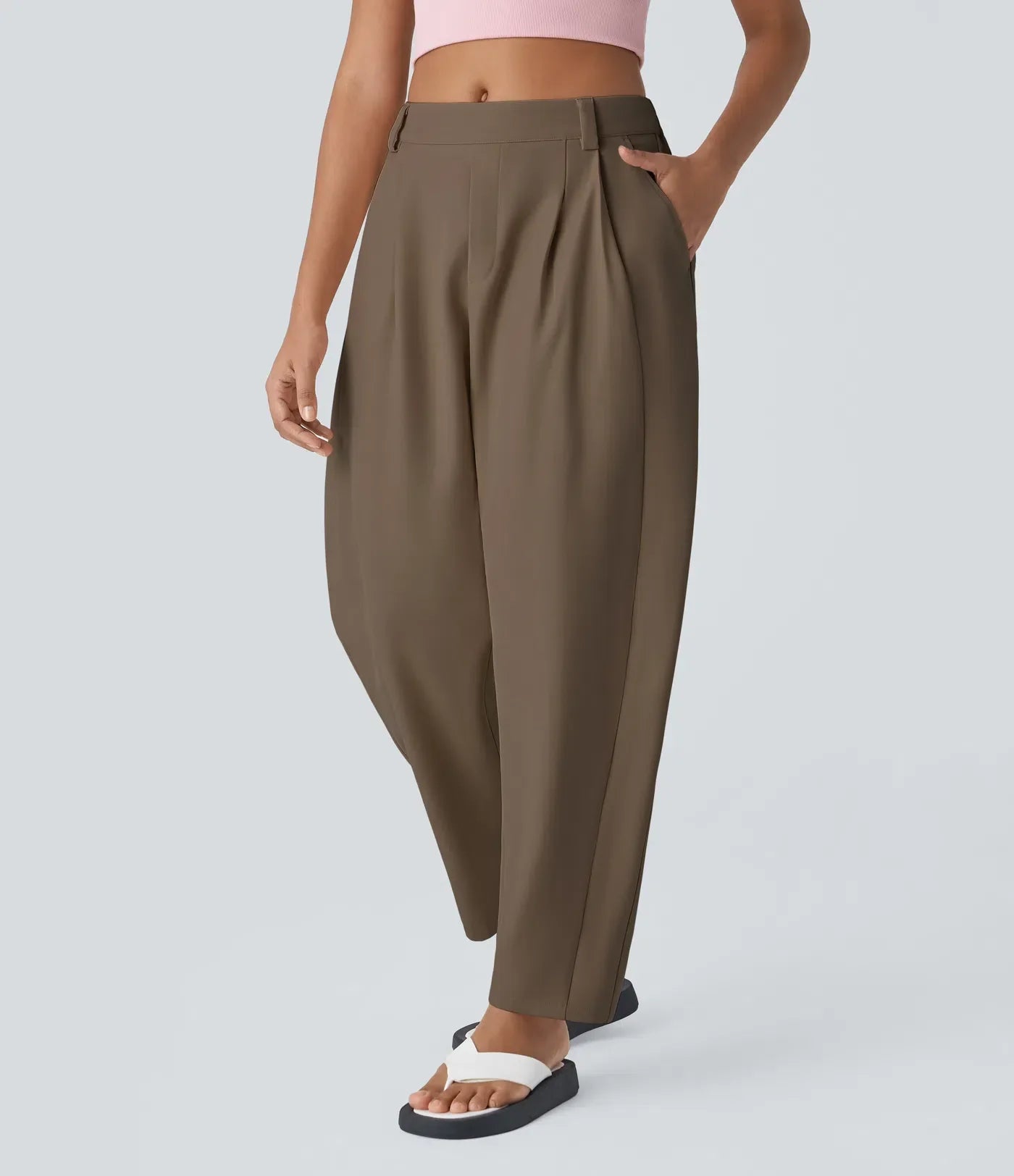 Pantalón holgado de mujer con cintura alta – CLAUDINA