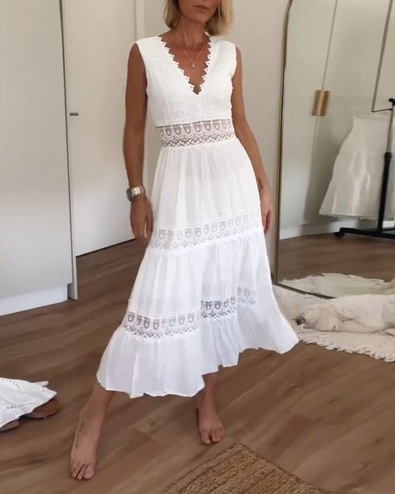 Vestido largo estilo boho con detalles delicados – ISLARA