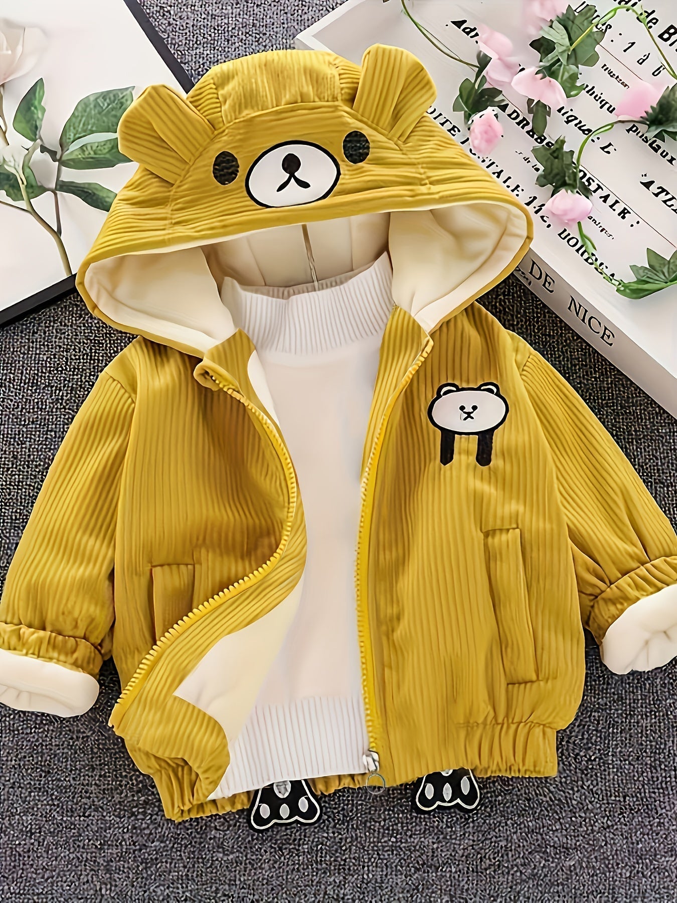 ETHAN - Chaqueta infantil de pana con capucha para invierno
