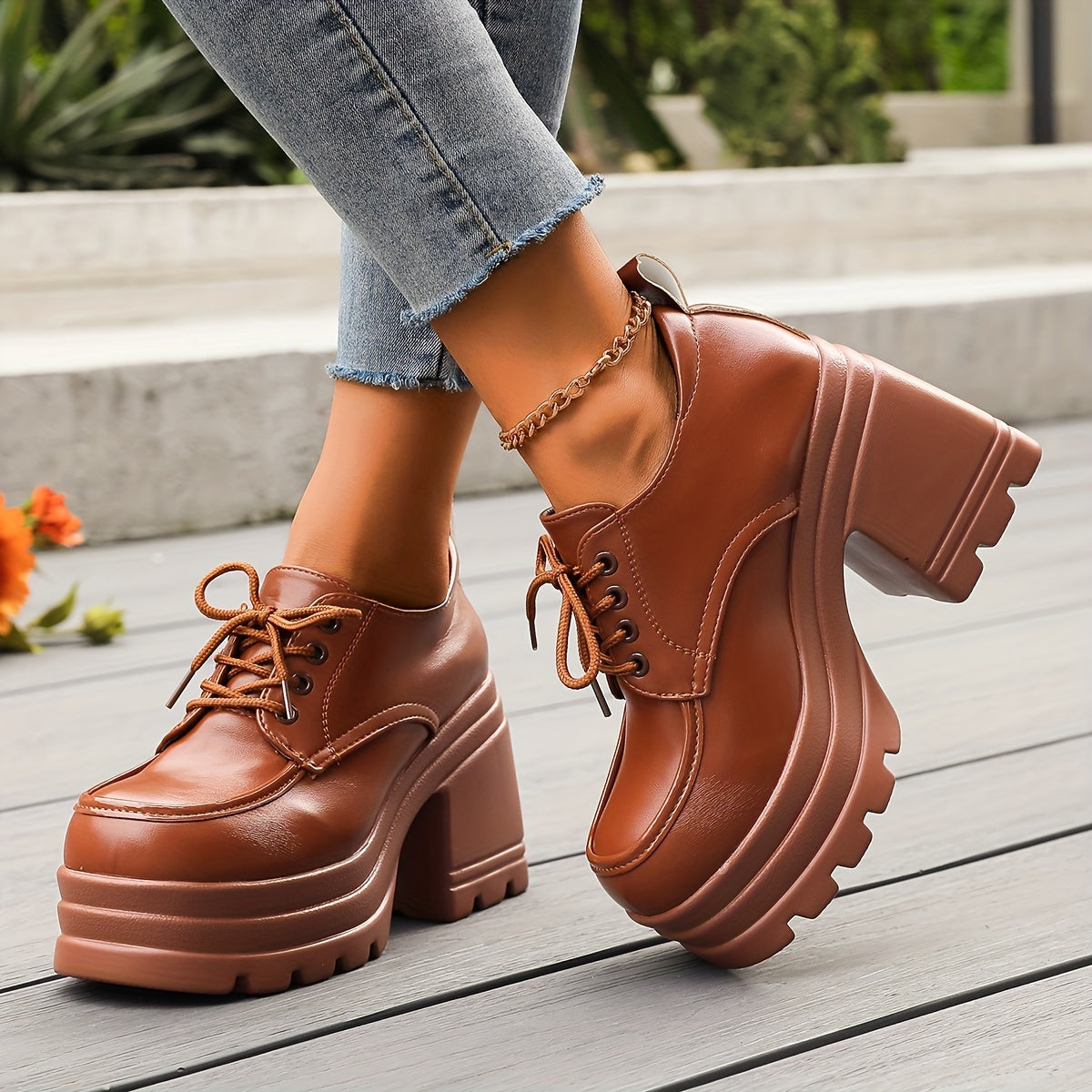 Zapatos de plataforma para mujer con tacón ancho y diseño chunky – MARLEVA