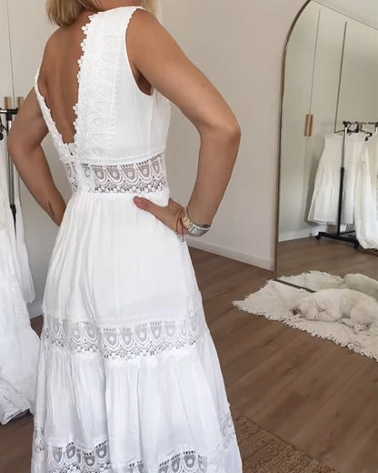 Vestido largo estilo boho con detalles delicados – ISLARA