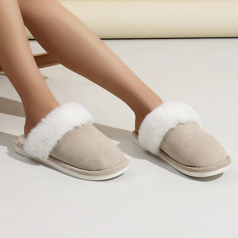 VALEY - Zapatillas de casa para mujer con punta redonda y forro de piel sintética